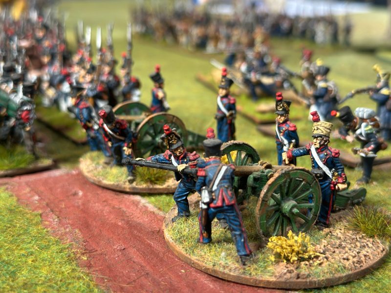 French foot artillery by the road — 28 mm figures