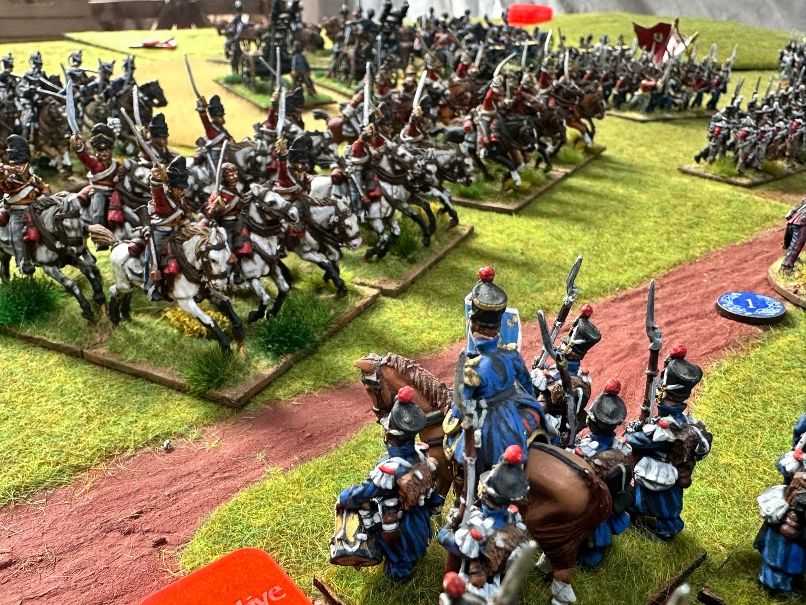 The Scots Greys charging a French column — 28 mm figures on Andy&rsquo;s table